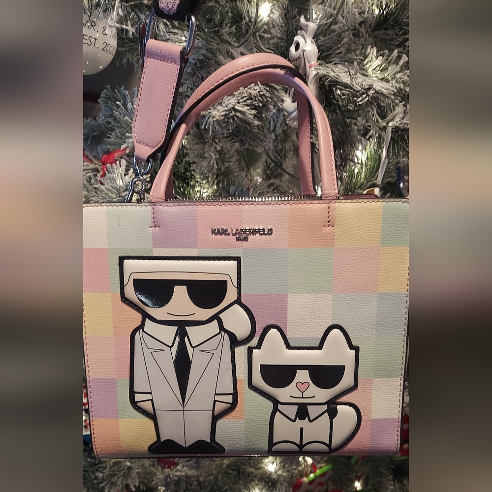 Karl Lagerfeld Crossbody Pastel Checkered Maybelle Bag - Picture 2 of 12